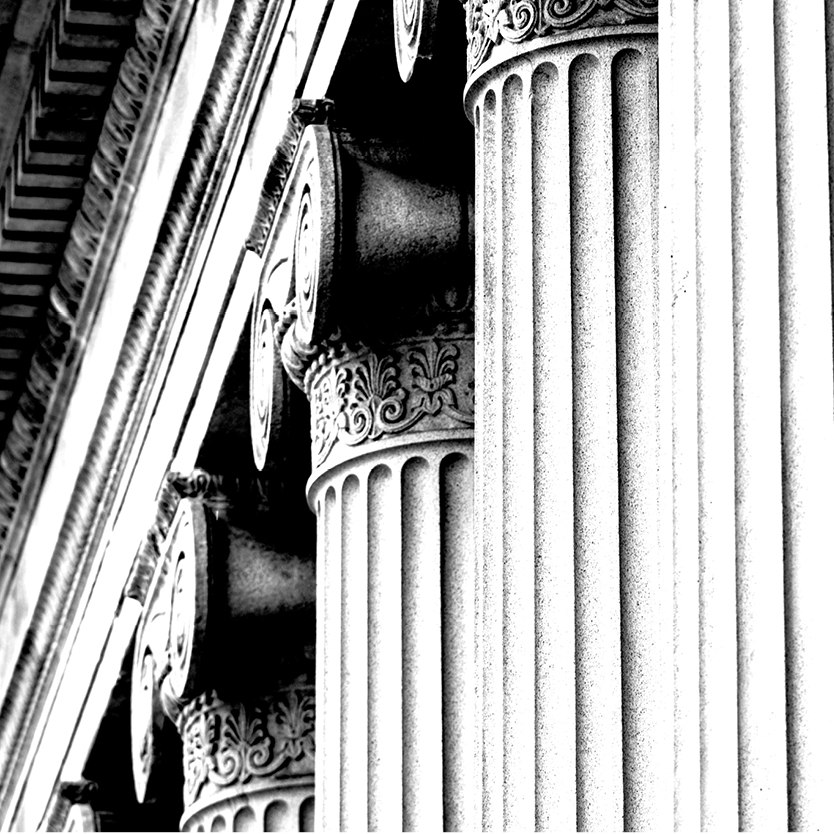 angled view of architectural columns