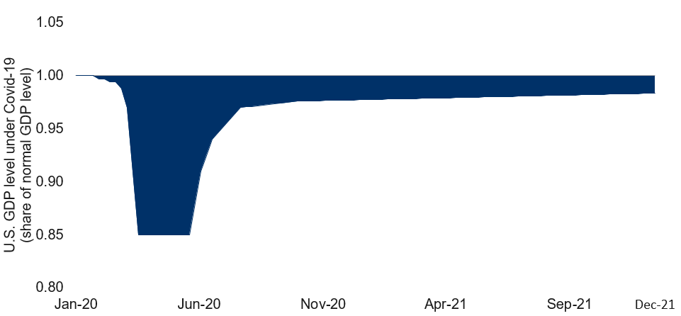 U.S. GDP: medium depth/medium duration scenario