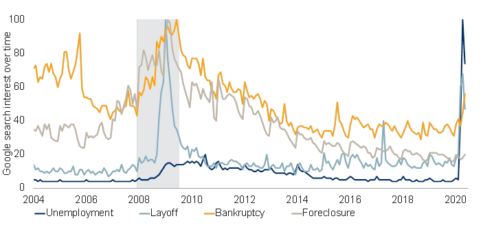 Google searches in distressed times: U.S.